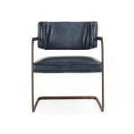 Fonda Leather Dining Chair - Ocean Blue - Image 3