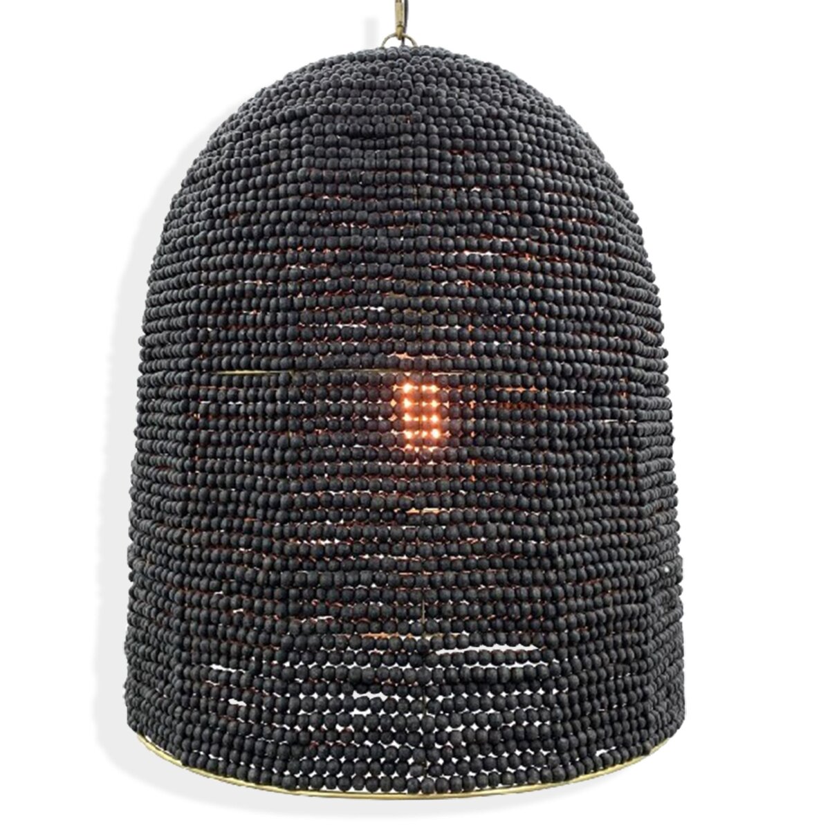 f04770154304d7abe98ff7c43e0aa971 Whitaker Chandelier- Black | Black Wood Beads On Metal Frame - Image 1