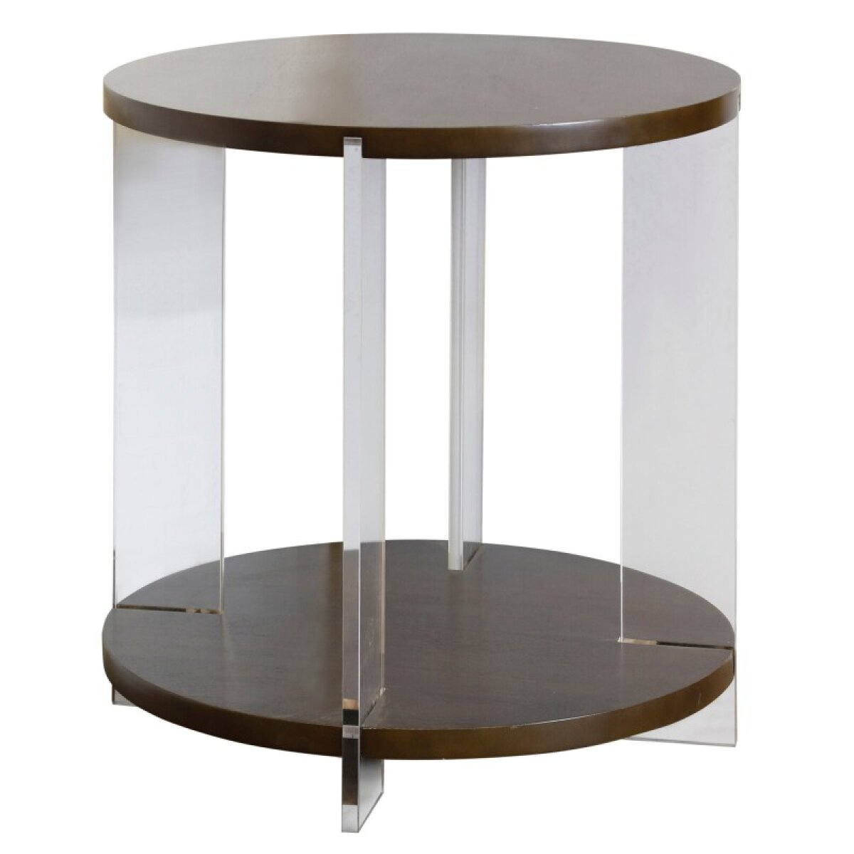 f0aee318c062225fb7b9912e5769cf65 Austin Side Table Two Tier Table Chestnut Brown Veneer And Acrylic Frame - Image 1