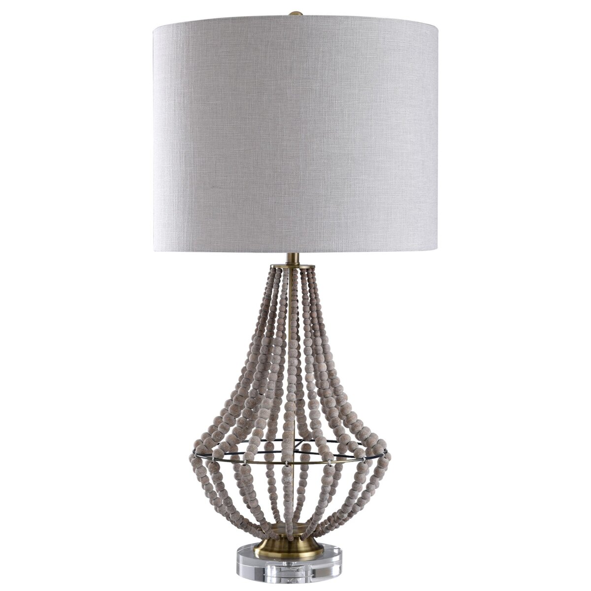 f1593d8bb85ef1b2b47f830af1e06fe9 Aurora Table Lamp- Natural | Natural Wood Bead Body With Crystal Base | Hardback Shade - Image 1