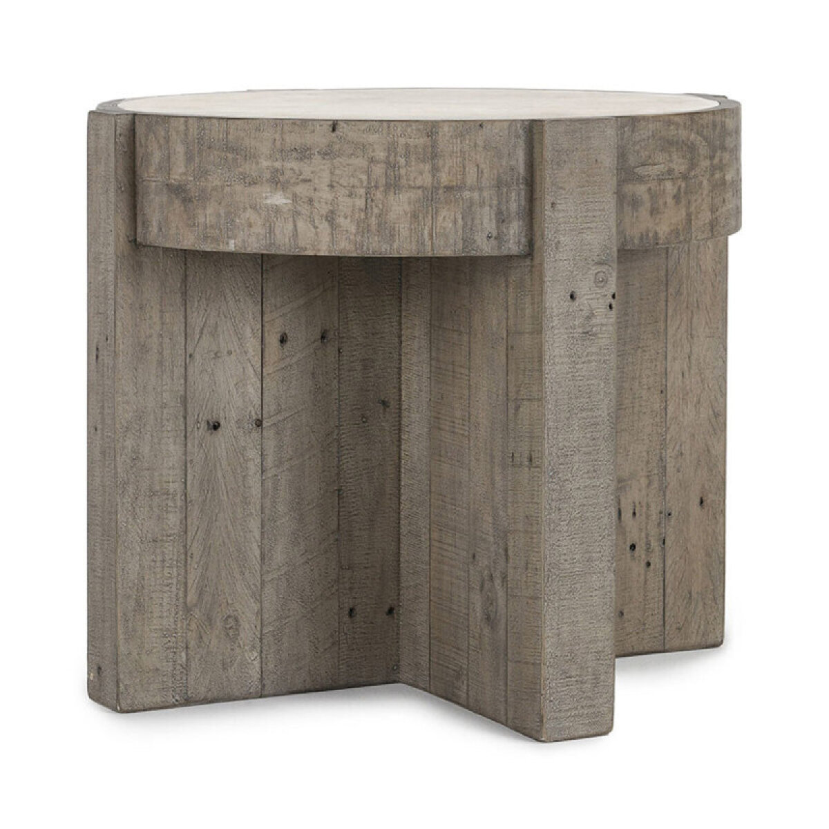 f229ac1c3b1ad7cf307cceed4cf543e7 Sonoma Solid Wood Round End Table - Antique White/distressed Gray - Image 1