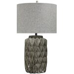 Alton Table Lamp | Gray Finish On Ceramic Body | Hardback Shade