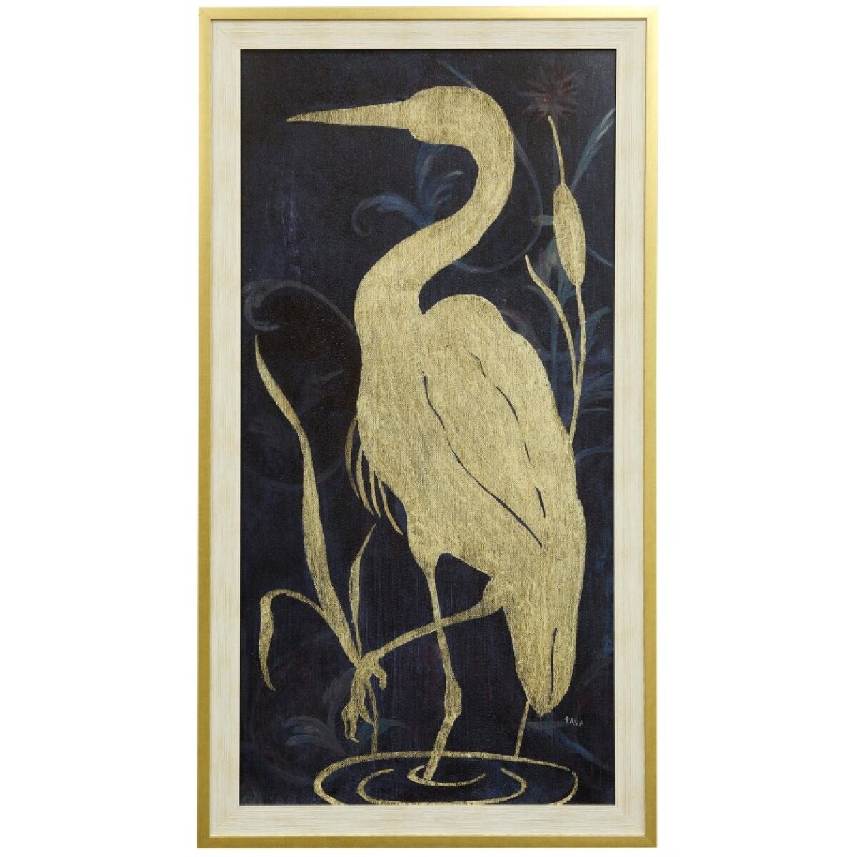 f31b1fc7ba42e065a80616fa2cc517b0 Cranes And Cattails Ii Double Framed Textured Print - Image 1