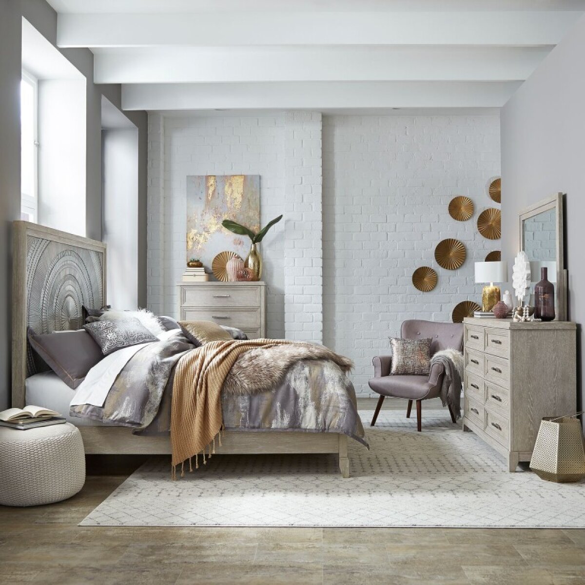 f37ef8aaa0dce6cfbc8d229aaa8a31f4 King California Panel Bed, Dresser & Mirror, Chest - Image 1