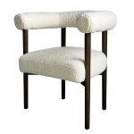 Villa Dining Chair | Cream Faux Shearling Fabric On Walnut Finished Beech Wood Frame