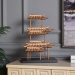 Dann Foley Lifestyle Asian Inspired Pagoda Tiered Tower In Brass And Black Iron Finish - Image 7