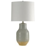 Prova Gray Dipped Ceramic Body Table Lamp With Hardback Shade