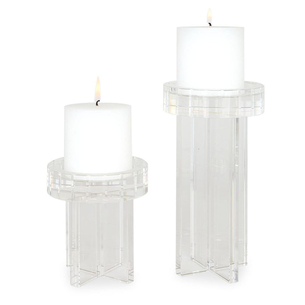 f50bc473f1969950508a657ad1d460ed Crystal Pillar Candleholders, S/2 - Image 1