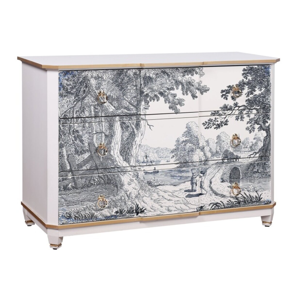 f524e1ff4d2e3e2ae5df83dd884b8179 Dann Foley Lifestyle Willow White And Gold 3 Drawer Wooden Chest - Image 1