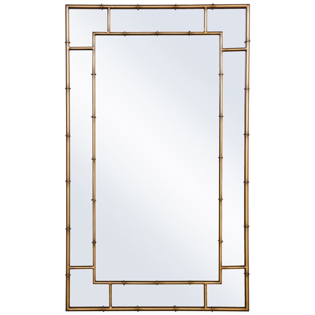 f58903958afa91cd0d408da910f6419c Antiqued Gold Decorative Mirror With Bamboo Metal Work Framing - Image 1