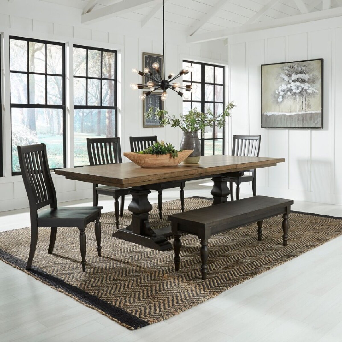 f5e86a480bfcb5c88665cfecf8c87849 Harvest Home 6 Piece Trestle Table Set - Image 1