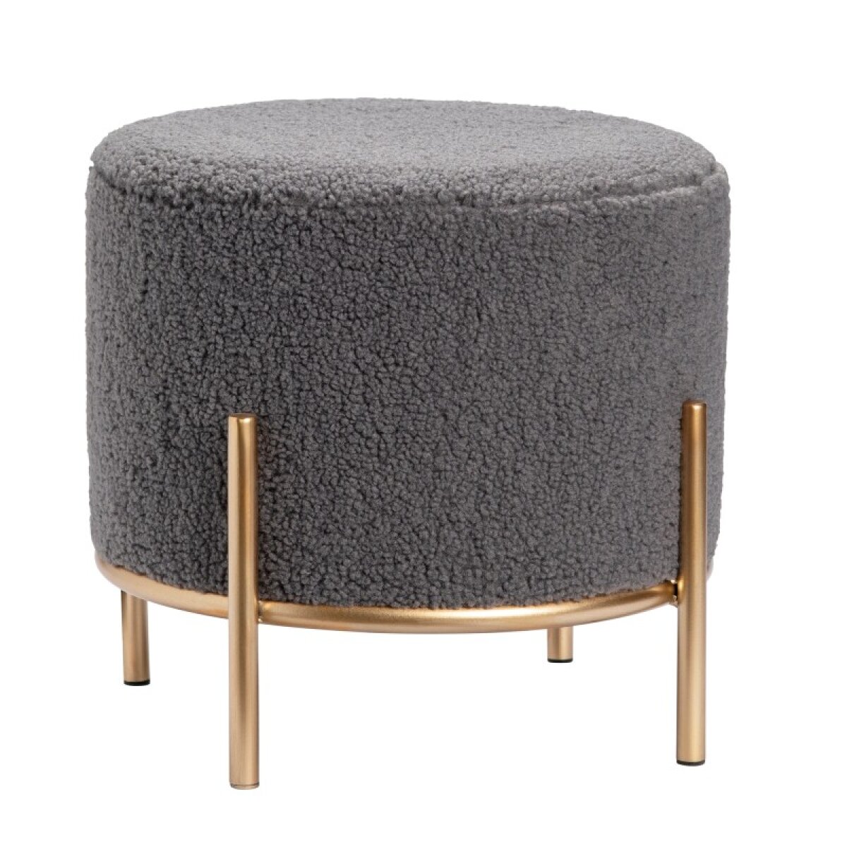 f679c403cd71f6962e121576a1c25485 Zanella Round Gray Upholstered Sherpa Foot Stool Ottoman - Image 1