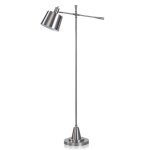 Brushed Steel Steel Task Floor Lamp With Adjustable Arm & Lamp Head