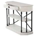 Clipped Corner Console Table With Two Shelves And Center Drawer With Metal Ball Bearing Glides Mad - Image 4