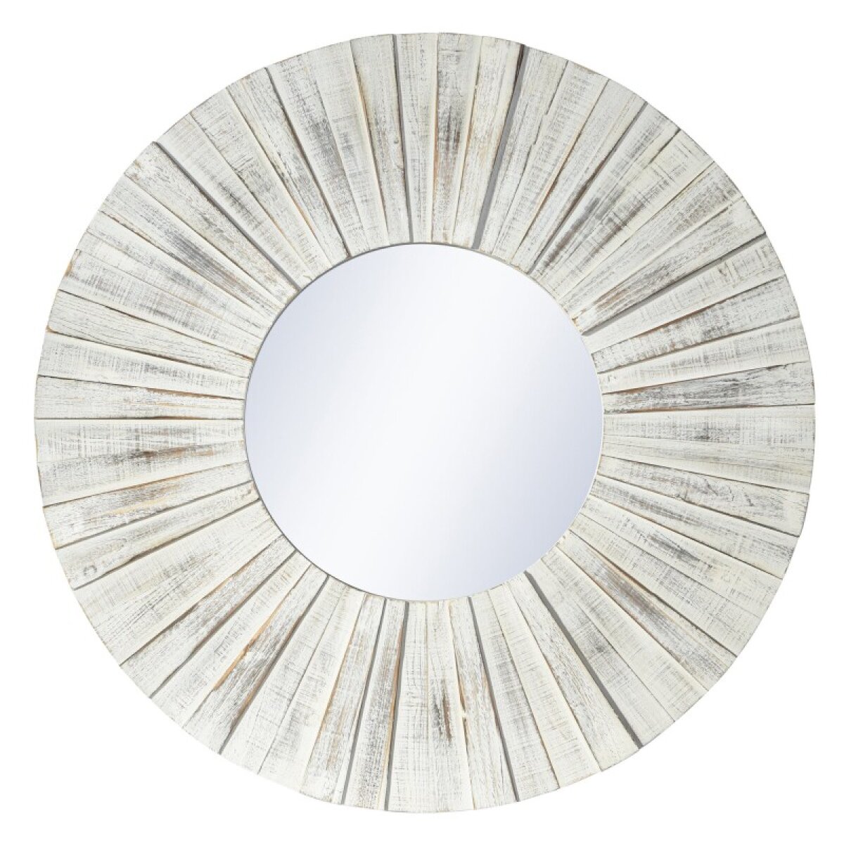 f9a006cf05db3a4411f7ba77134a036f Weathered White Round Distressed Wood Mirror - Image 1