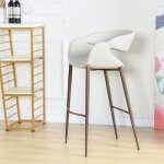 Light Gray Vintage Faux Leather Bar Stool - Image 7
