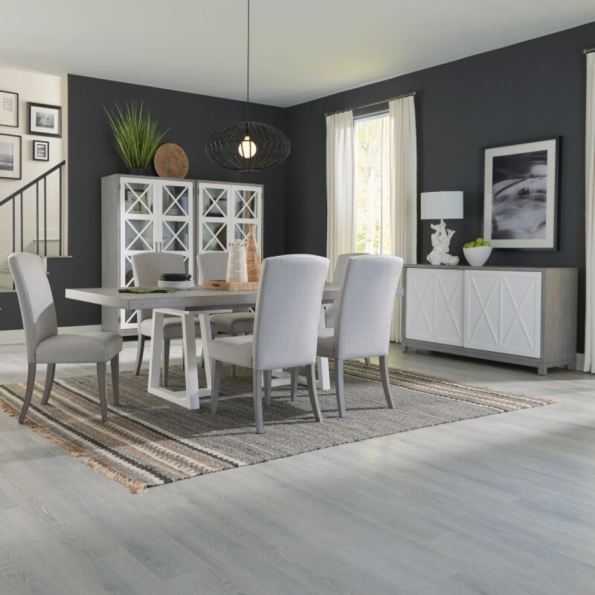 fb29ea81531c384563225fb139d3c5e4 7 Piece Double Pedestal Table Set - Image 1