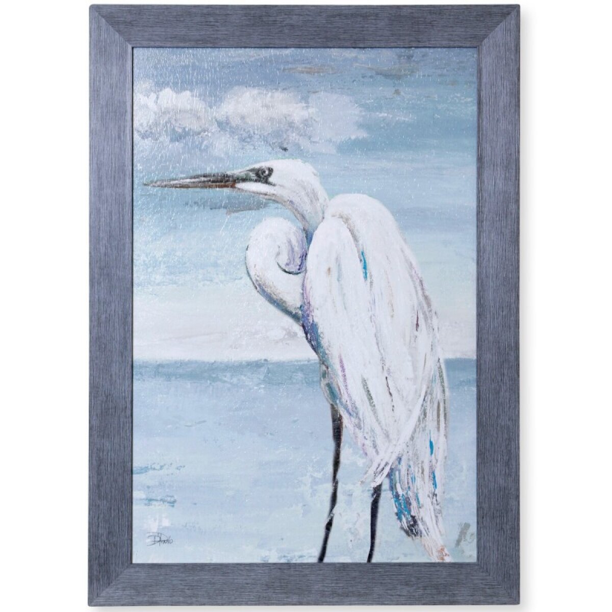 fb723b2464e496d021d62244804ba4fc Great Egret Standing Textured Framed Print - Image 1