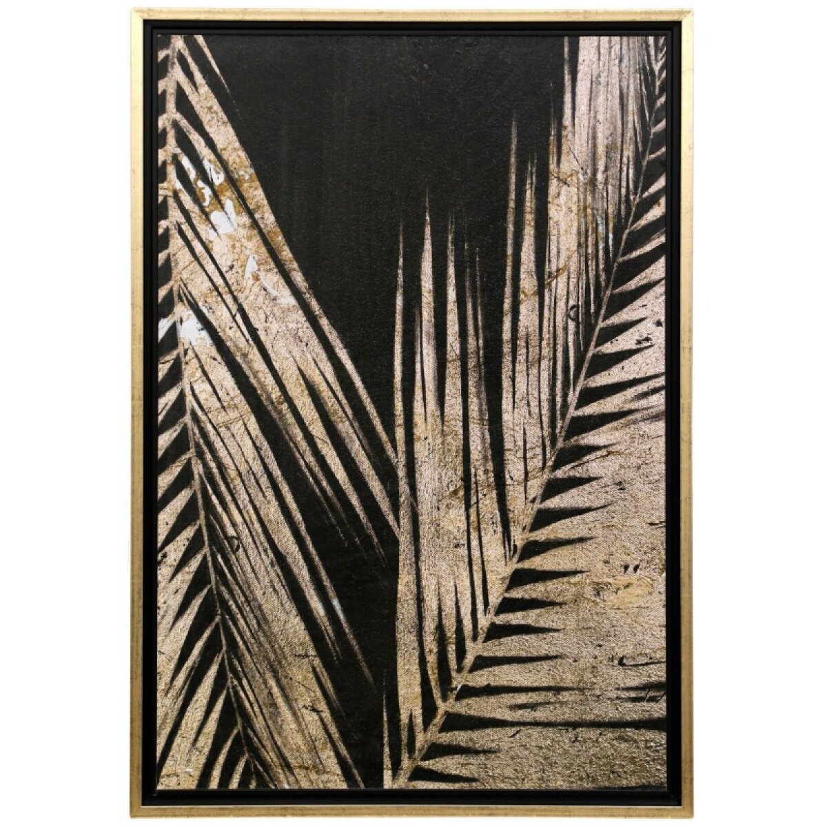 fbb573777f25c3af37d7cb4353f44767 Neutral Palms On Black Ii Textured Framed Print - Image 1