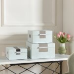 Norman Wyatt Home Spa Blue & Silver Set Of 3 Leather Accessory Boxes - Image 7