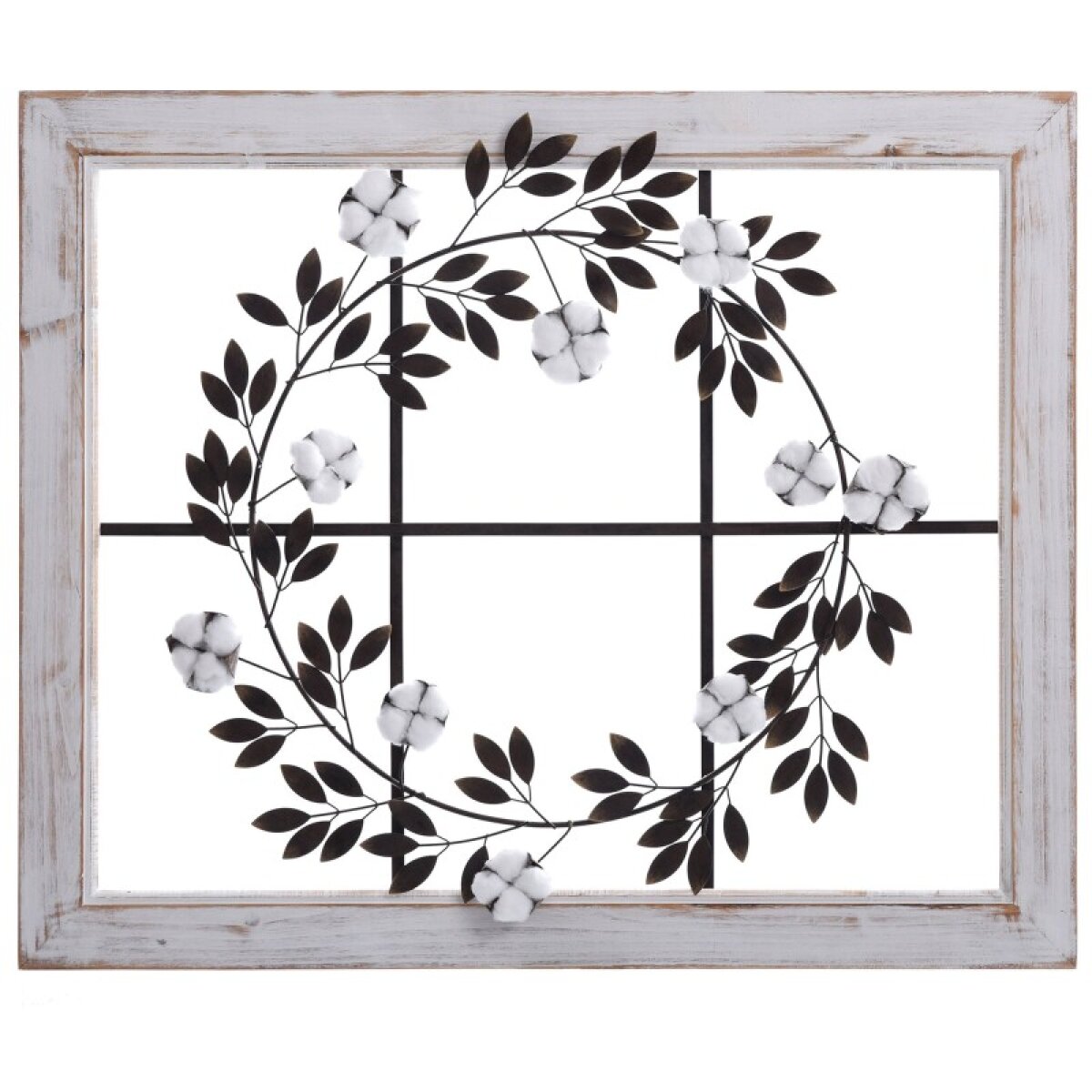 fc3db019390ab07c48cc750b8c1a6368 Cotton Wreath Window Wood And Metal Material Country Wall Hanging - Image 1