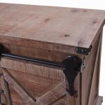 Natural Barnwood Farmhouse Tv Console On Casters With Barn Door Hardware - Image 6