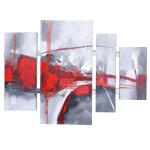 Astract Contemporary Hand Embellished Oil Painting In Series Tied Together By Brushed Aluminum Pip