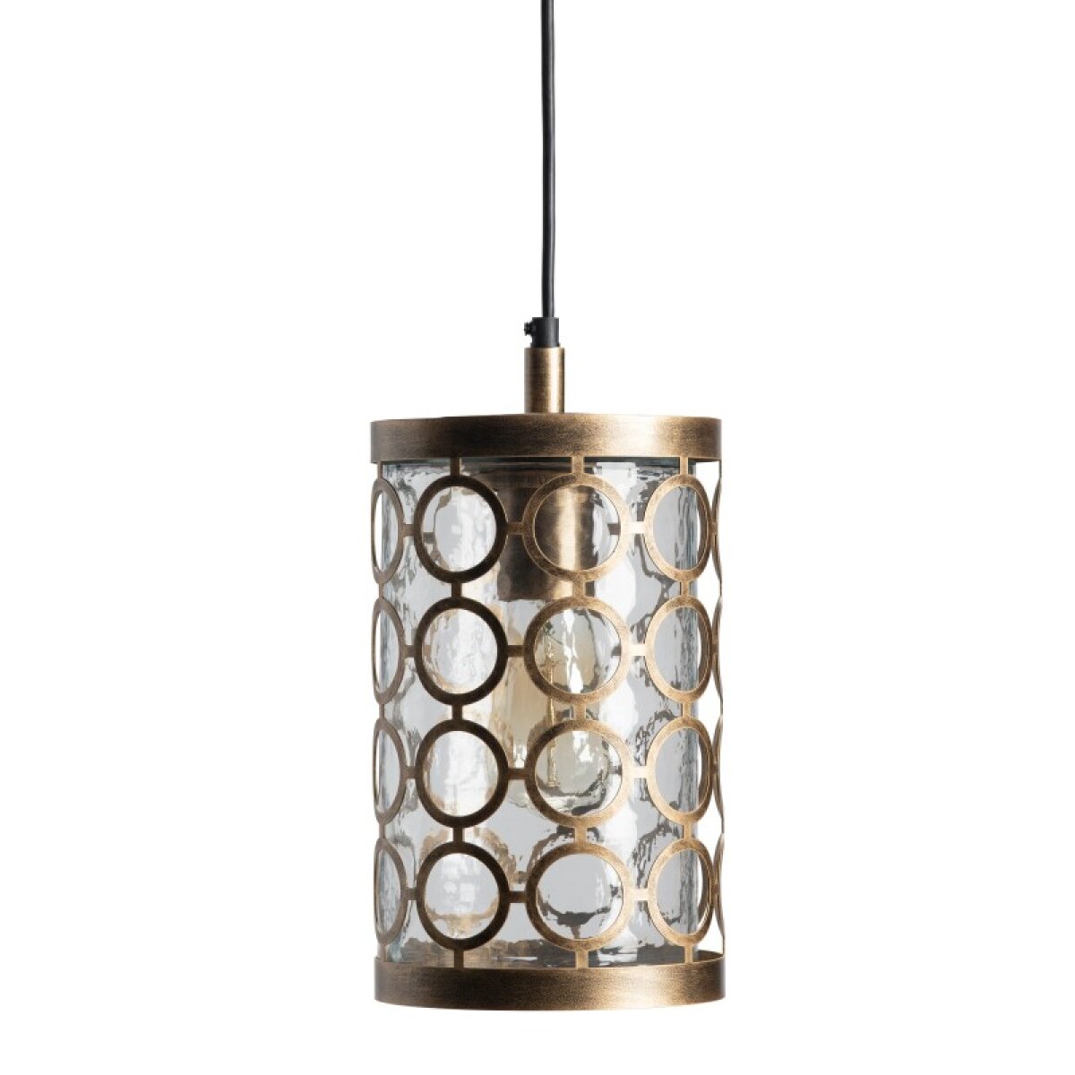 fe17ea9803250c5f3a17df73863a27f1 Rosalie Distressed Antique Brass and Glass Pendant - Image 1
