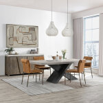 Durant Solid Wood Rectangle Dining Table - Carbon Black-weathered Cement - Image 7