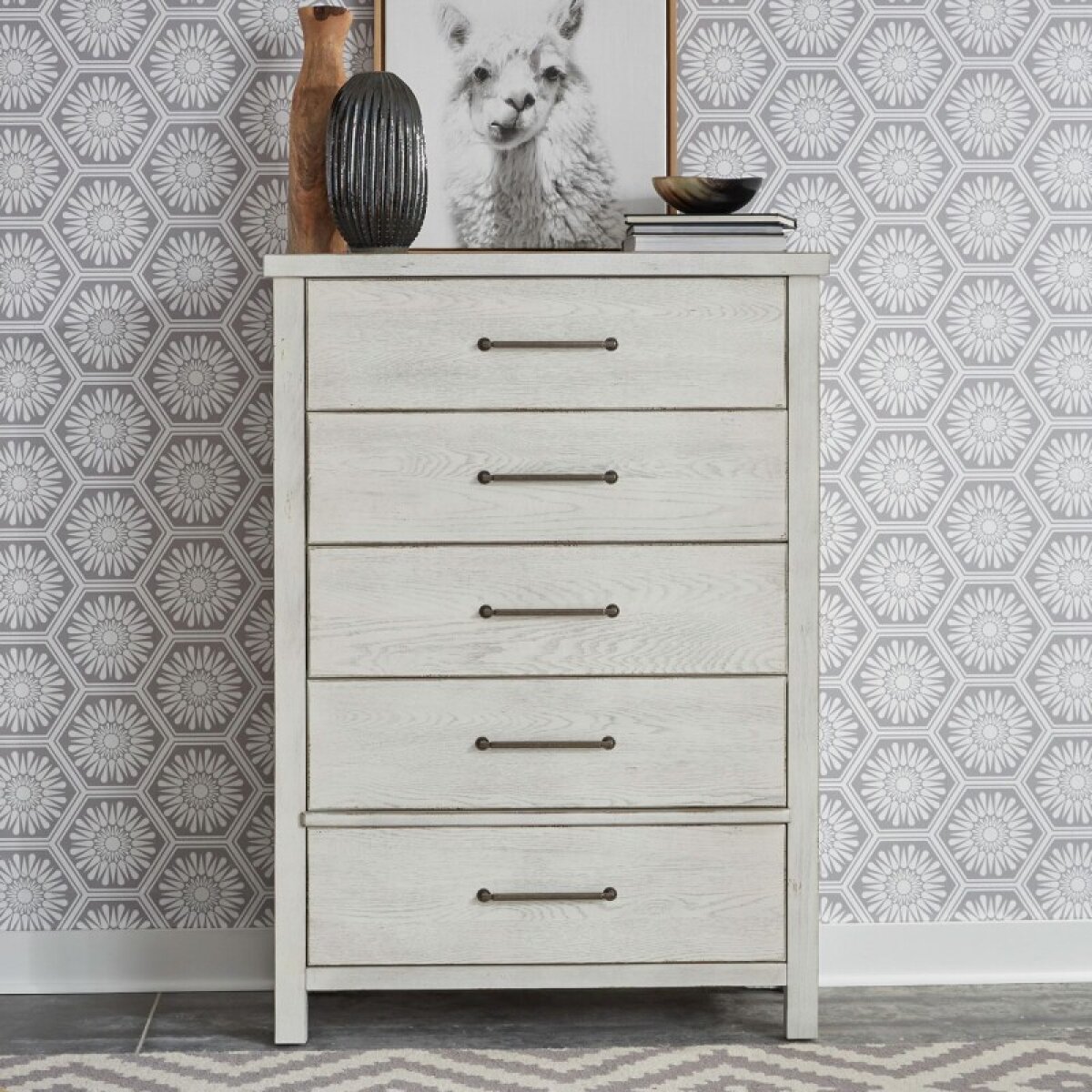 fed7c48d15874b2c556dbfeb64028f08 Modern Farmhouse 5 Drawer Chest - Image 1