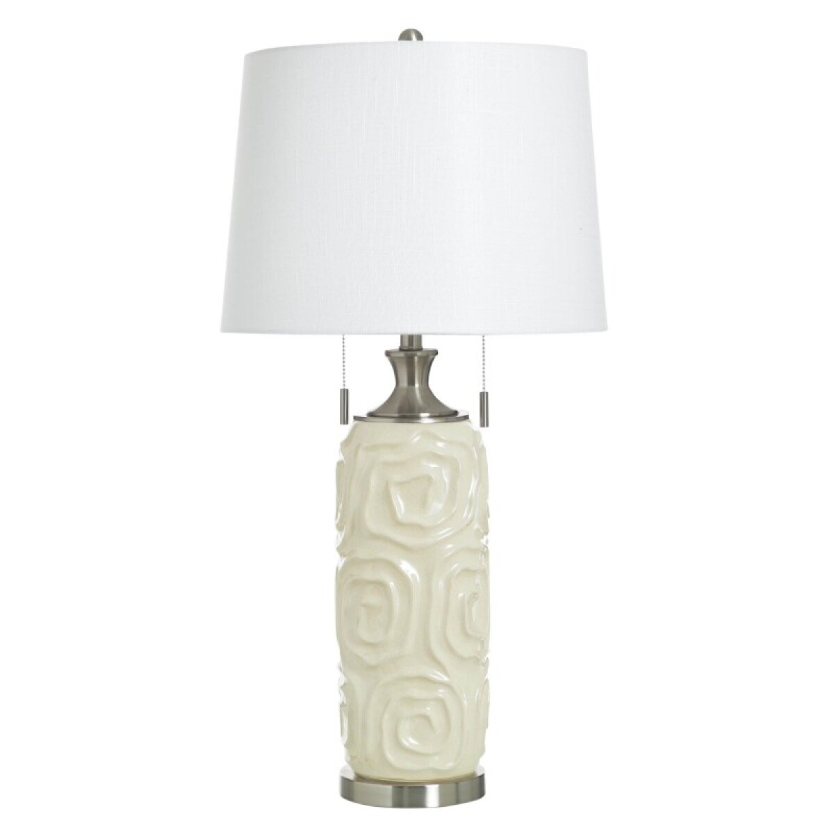 ff3034e6bdcefdb5409f1cb9d7849f9e Kastov Cream Ceramic & Steel Table Lamp 60 Watts X 2 - Image 1