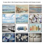 Set Of 12 Assorted Framed Canvases With Display Carton Included