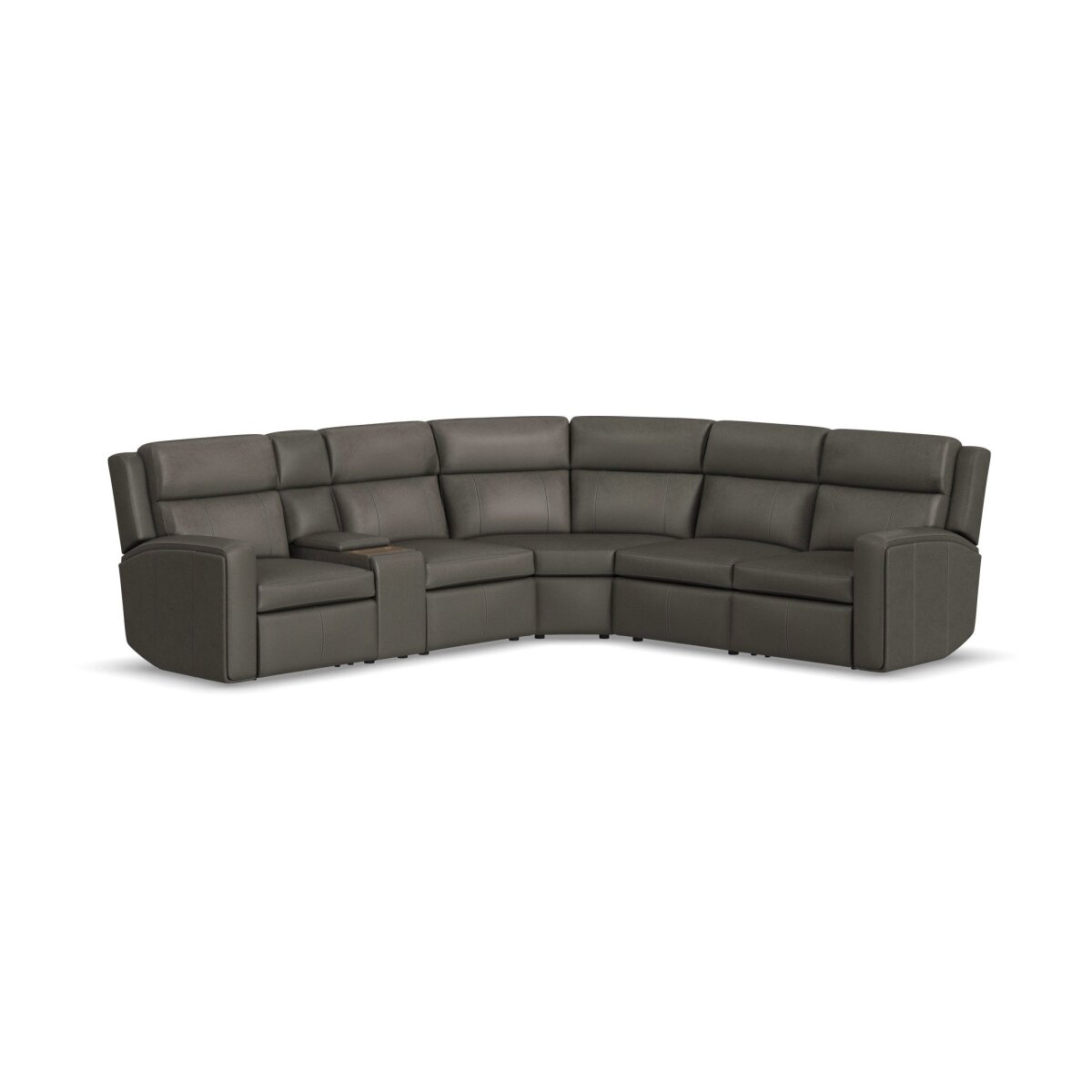0024b33fa84b507293cbba1a5d820d0e Wyatt Gunmetal Leather Power Reclining Sectional with Power Headrest & Lumbar - Image 1
