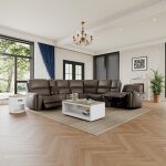 Carter Cappuccino Fabric Power Reclining Sectional with Power Headrests & Lumbar - Image 3