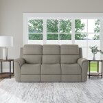 Henry Fog Fabric Power Reclining Sofa with Power Headrests & Lumbar - Image 3