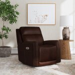 Alister Burnt Umber Leather Power Gliding Recliner with Power Headrest and Lumbar - Image 3