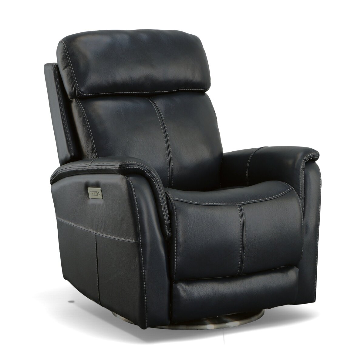1457e5d33067a2aab65c23b6fbfd3115 View Ocean Leather Power Swivel Recliner with Power Headrest - Image 1