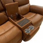 Henry Caramel Leather Power Reclining Loveseat with Console & Power Headrests & Lumbar - Image 6
