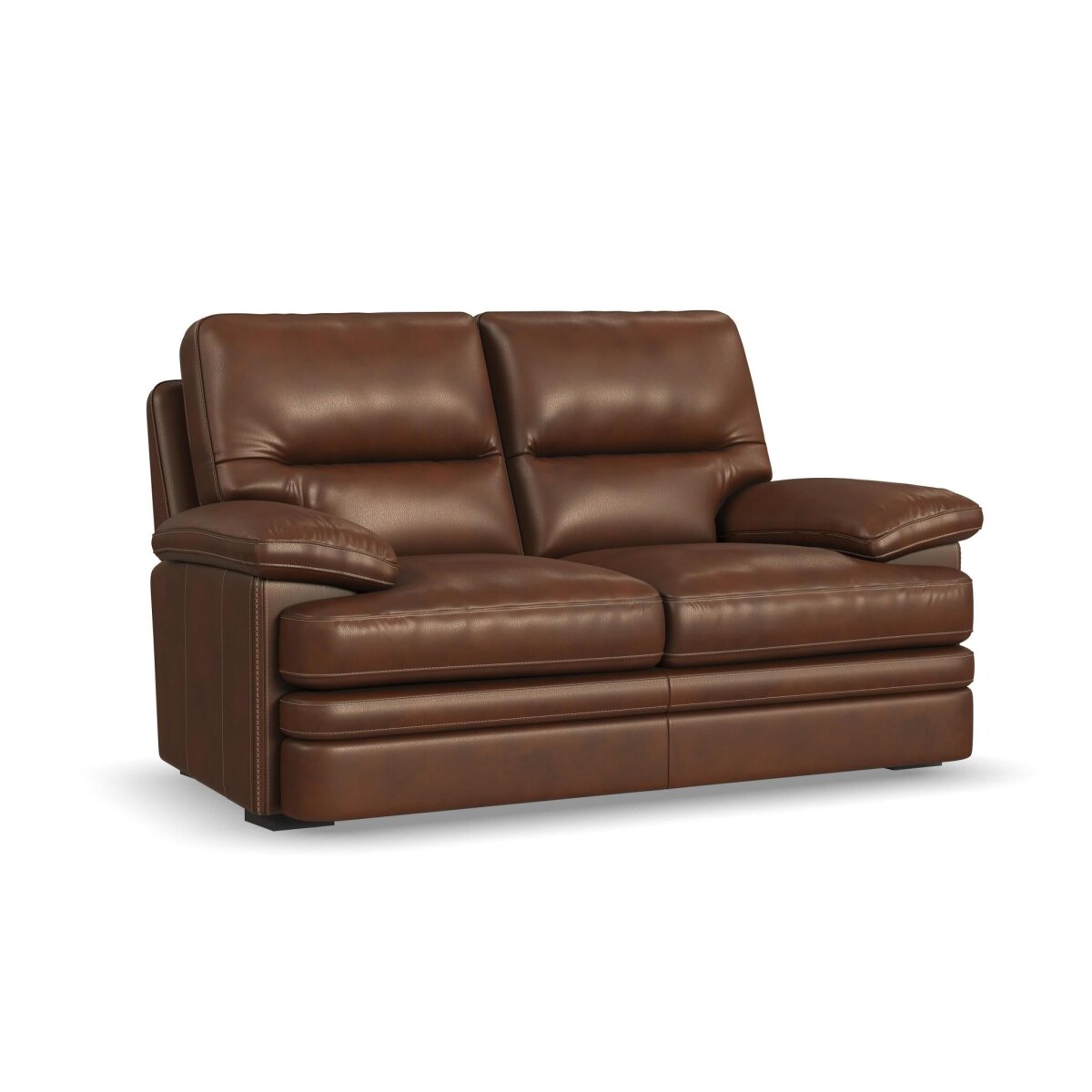 17c3b5b4d06dbe937f4ee09330e60380 David Pecan Leather Loveseat - Image 1