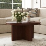 Waterfall Brown Round Coffee Table - Image 7