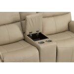 Jarvis Parchment Leather Power Reclining Loveseat with Console & Power Headrests - Image 6