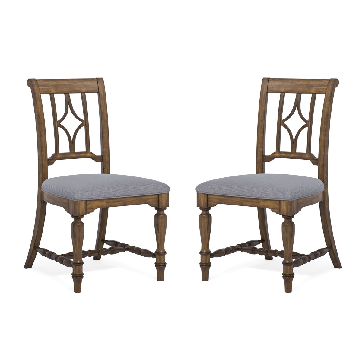 26c37b62317a334b4957ee66d05e6ef2 Plymouth Gray Pair of Upholstered Dining Chairs - Image 1