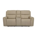 Jarvis Parchment Leather Power Reclining Loveseat with Console & Power Headrests - Image 3
