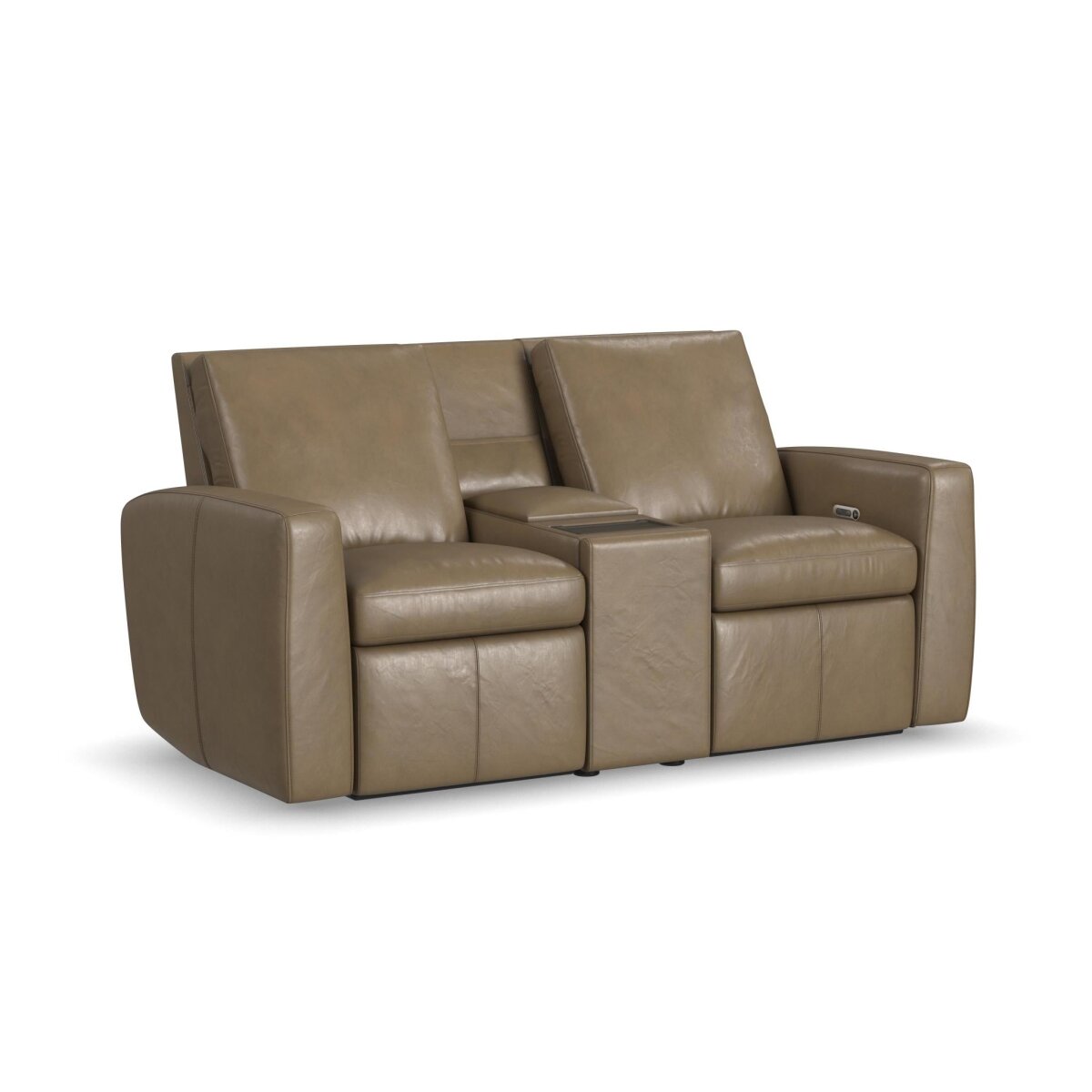39f158165d4d0439d64f89b50c61b392 Aria Fawn Leather Power Reclining Loveseat with Console - Image 1