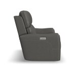 Calvin Smoke Fabric Power Reclining Loveseat with Power Headrests & Lumbar - Image 5