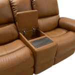 Henry Caramel Leather Power Reclining Loveseat with Console & Power Headrests & Lumbar - Image 7