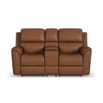 Henry Caramel Leather Power Reclining Loveseat with Console & Power Headrests & Lumbar - Image 4