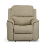 Henry Beige Leather Power Recliner with Power Headrest & Lumbar - Image 3