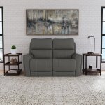 Calvin Smoke Fabric Power Reclining Loveseat with Power Headrests & Lumbar - Image 7