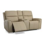 Jarvis Parchment Leather Power Reclining Loveseat with Console & Power Headrests - Image 5